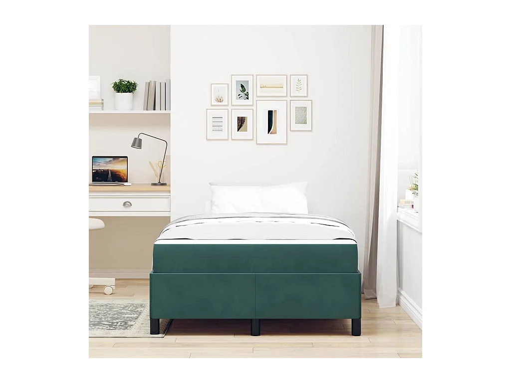 Cadre de lit Vert foncé et blanc 120 x 190 cm Velours