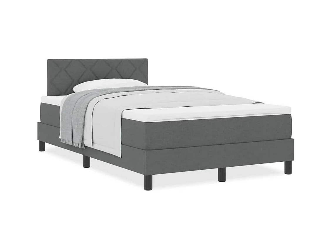 Cama box spring con colchón Gris oscuro 120 x 200 cm tela