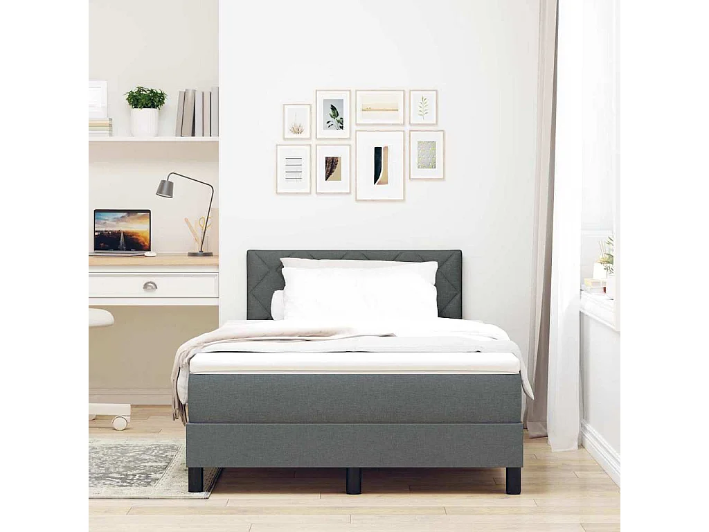 Cama box spring com colchão Cinzento escuro 120 x 200 cm tecido