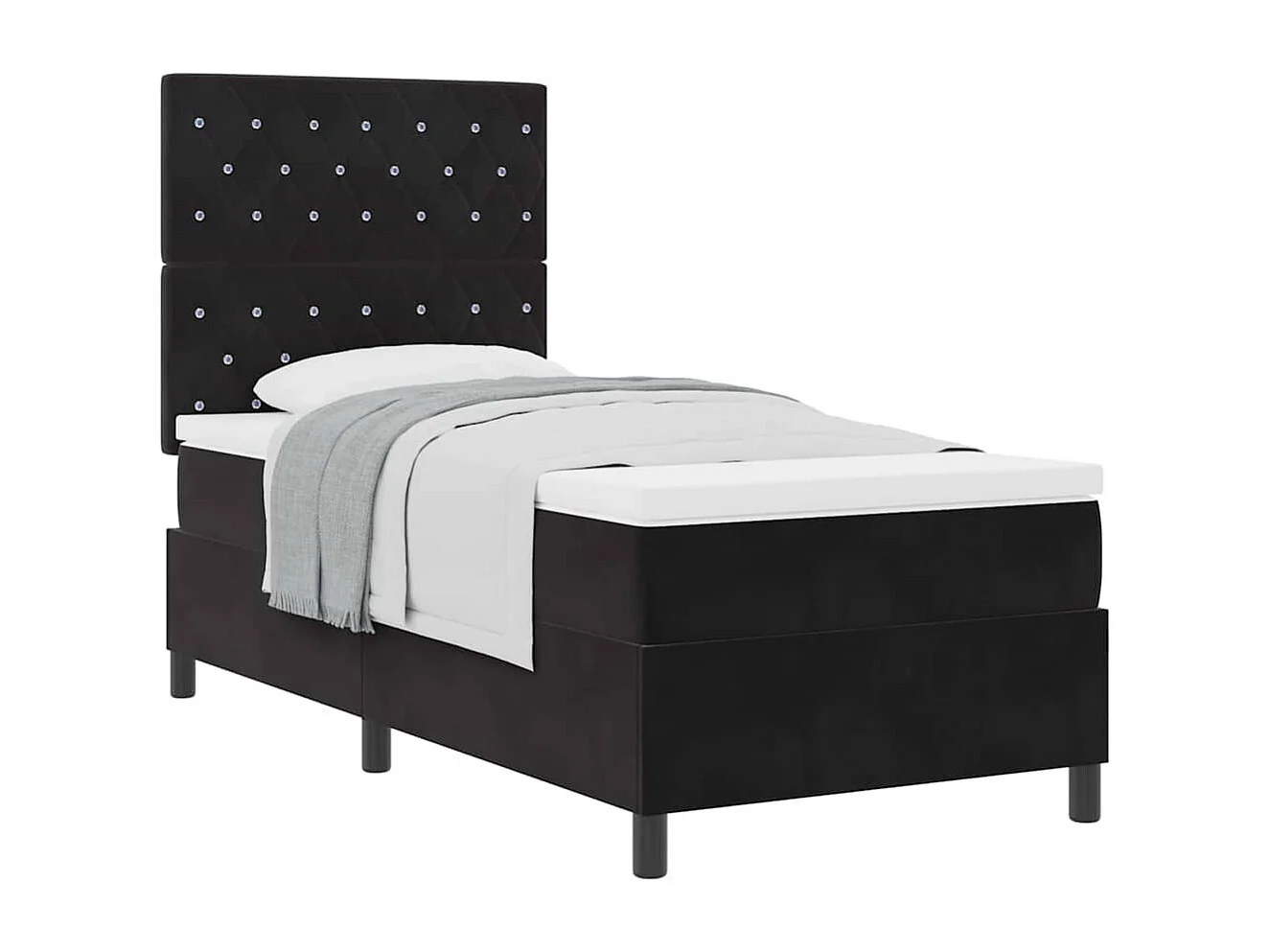 Cadre de lit avec matelas Noir 100 x 200 cm Velours
