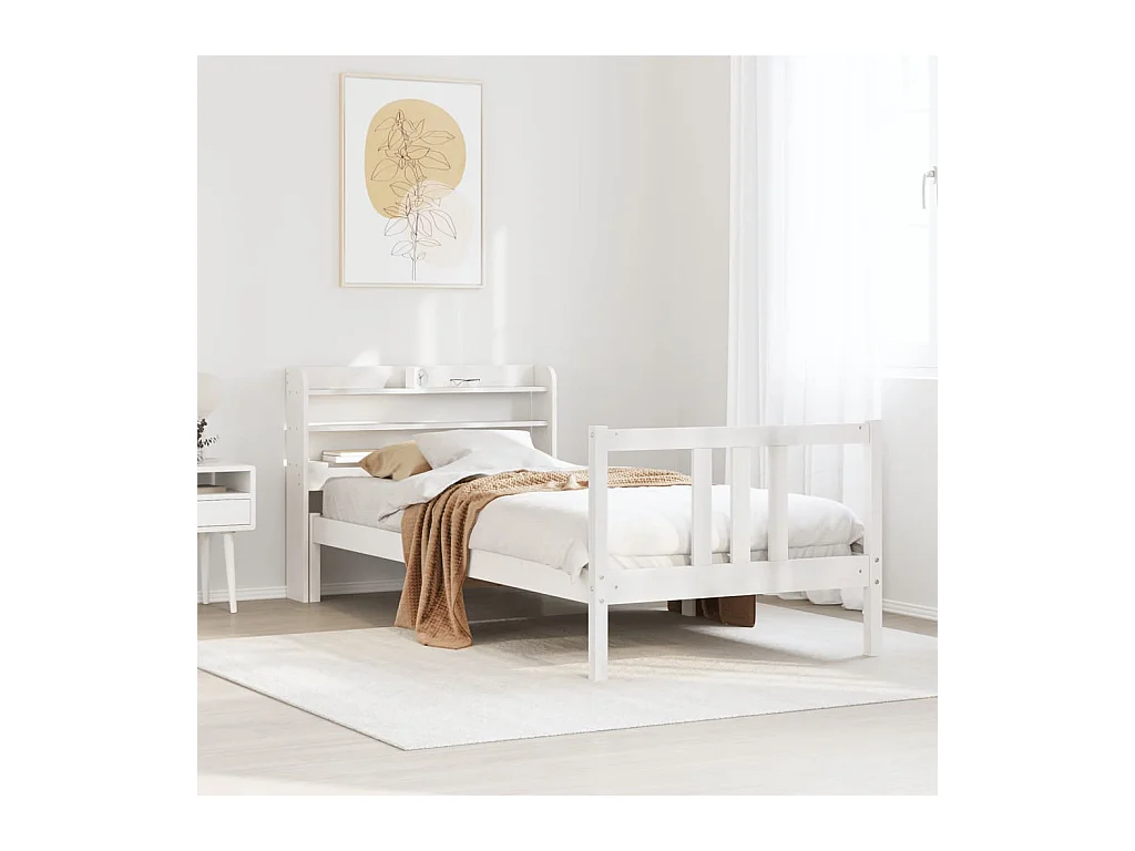 Estructura de cama con cabecero sin colchón blanco 90x200 cm