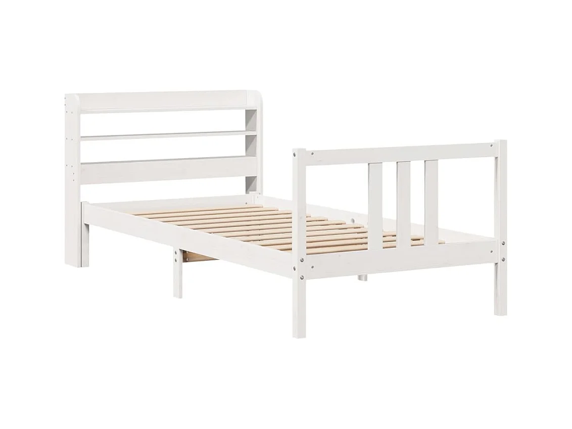 Estructura de cama con cabecero sin colchón blanco 90x200 cm