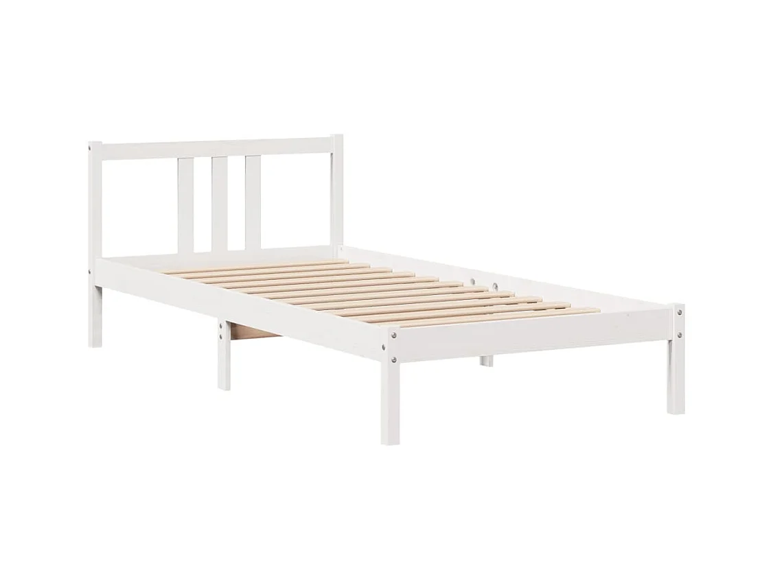 Estructura de cama con cabecero sin colchón blanco 90x200 cm