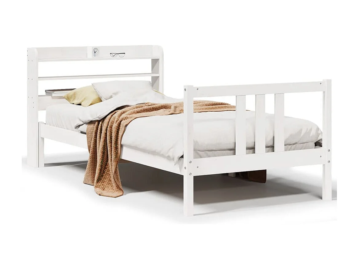 Cadre de lit avec tête de lit sans matelas blanc 90x200 cm