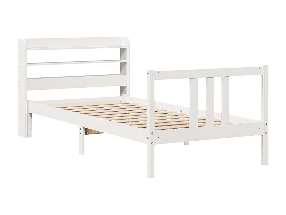 Cadre de lit avec tête de lit sans matelas blanc 90x200 cm