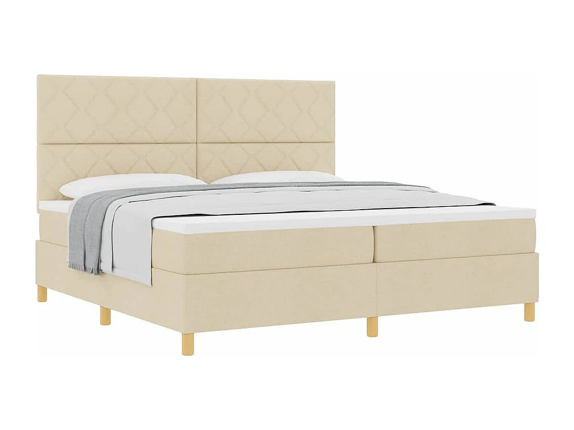 Cadre de lit avec tête de lit Crème 200 x 200 cm tissu