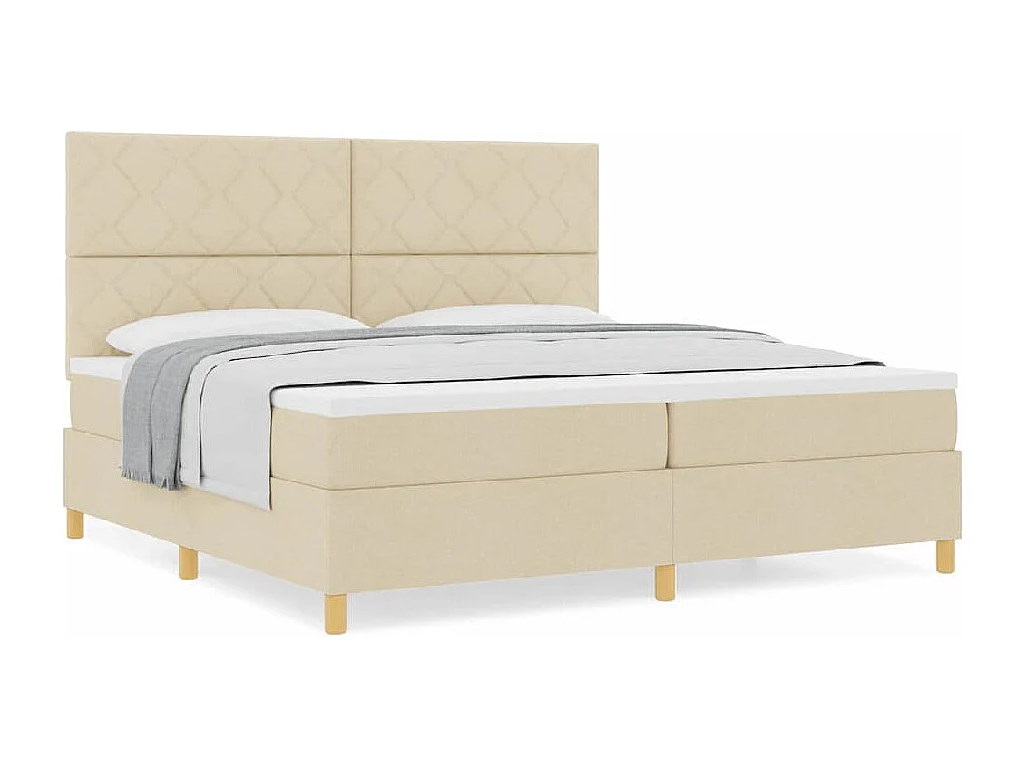 Cadre de lit avec tête de lit Crème 200 x 200 cm tissu