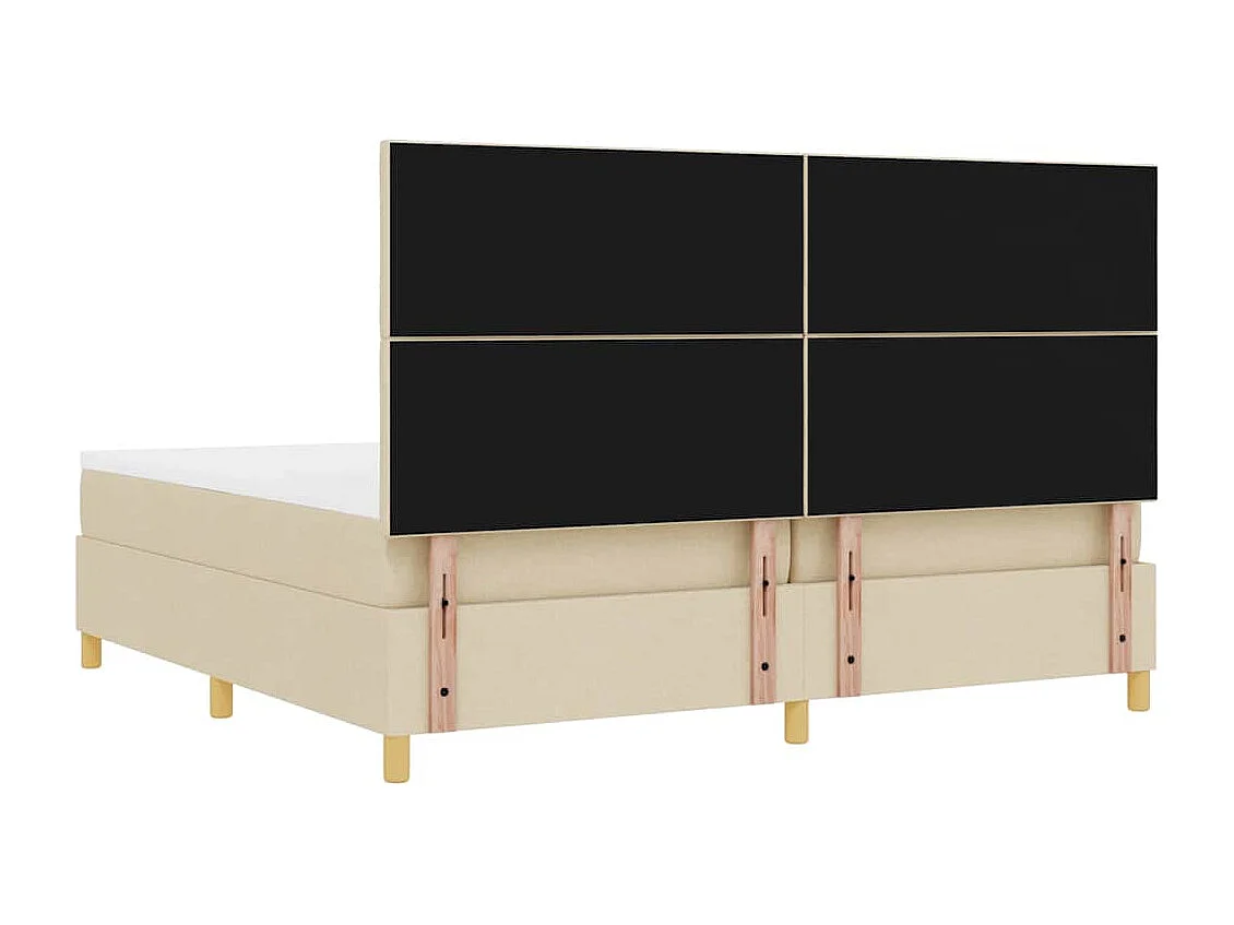 Cadre de lit avec tête de lit Crème 200 x 200 cm tissu