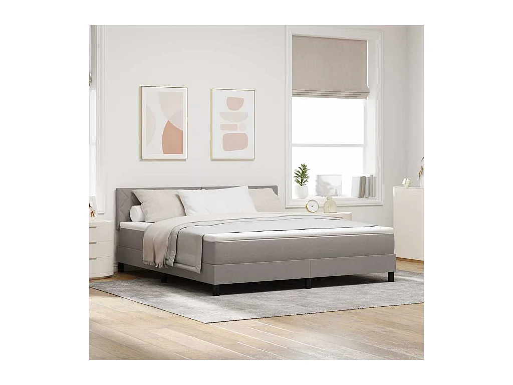 Cadre de lit avec matelas Taupe 180 x 200 cm tissu