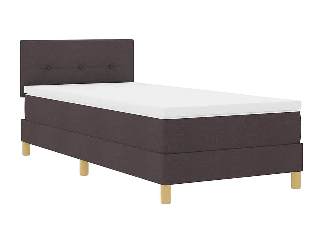 Cadre de lit avec matelas Marron foncé 90 x 190 cm tissu