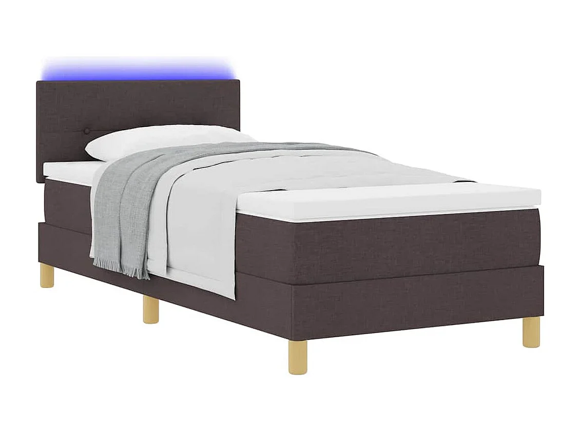 Cadre de lit avec matelas Marron foncé 90 x 190 cm tissu