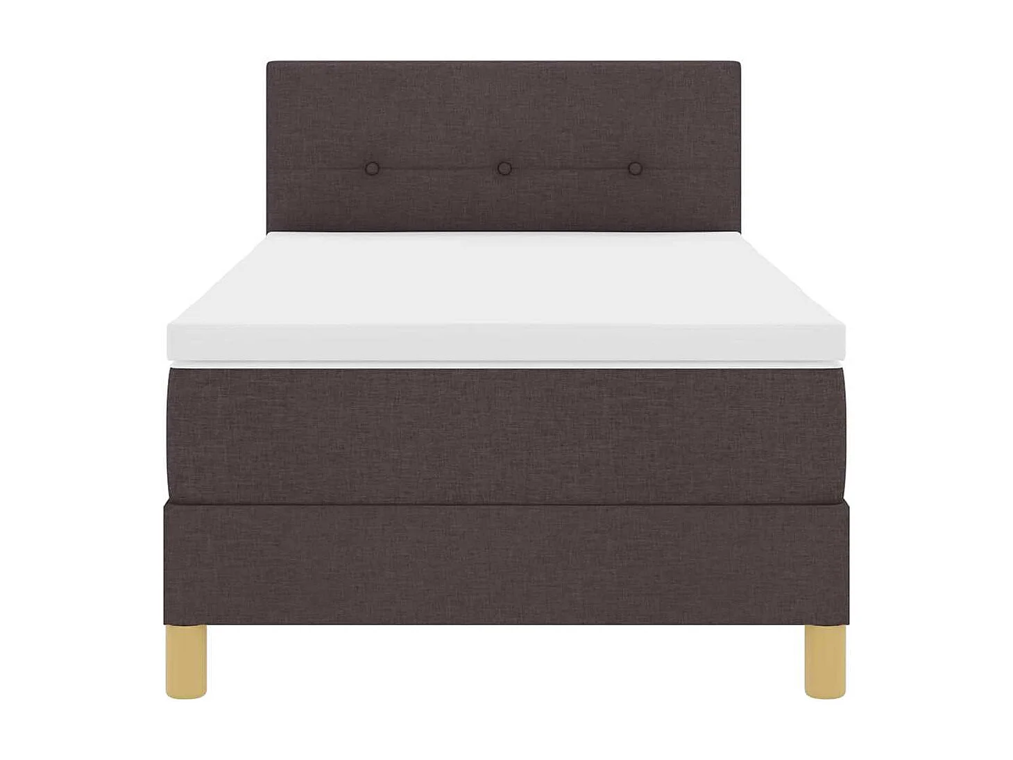 Cadre de lit avec matelas Marron foncé 90 x 190 cm tissu