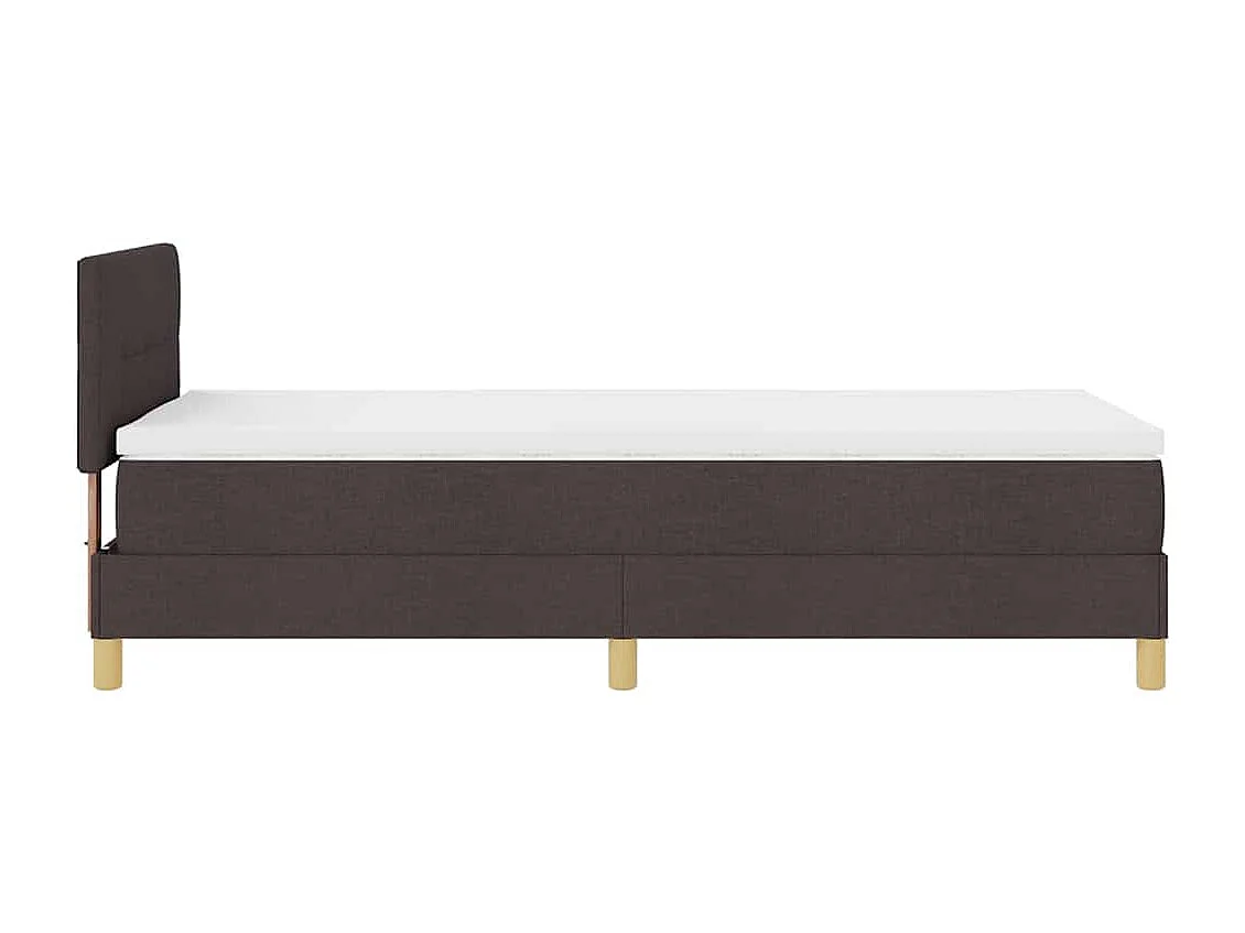 Cadre de lit avec matelas Marron foncé 90 x 190 cm tissu