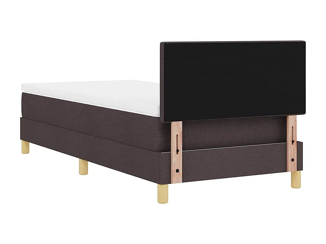 Cadre de lit avec matelas Marron foncé 90 x 190 cm tissu