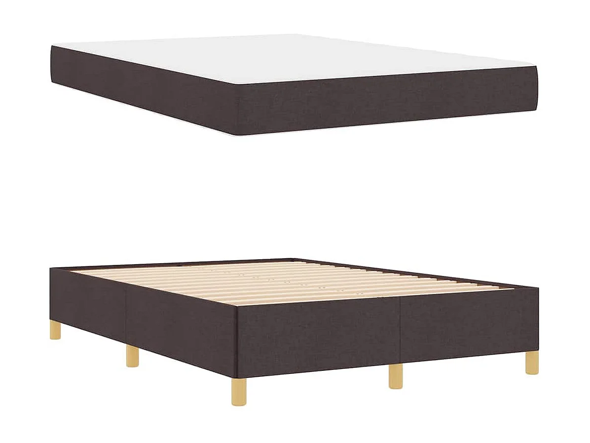 Cadre de lit Marron foncé et Blanc 140 x 200 cm tissu