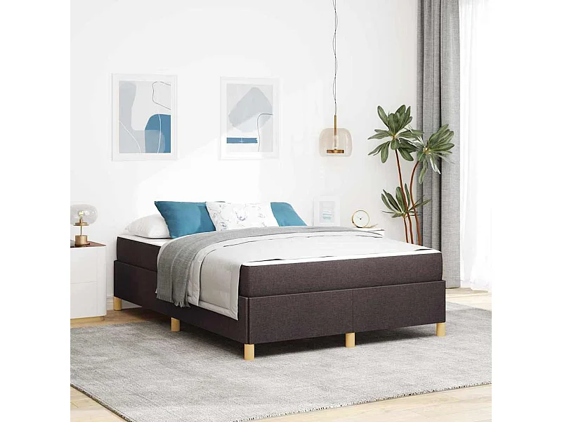 Cadre de lit Marron foncé et Blanc 140 x 200 cm tissu