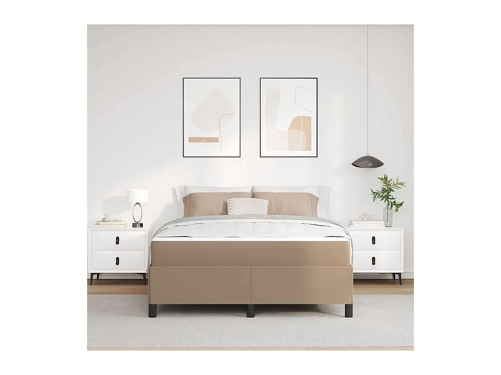 Cadre de lit avec matelas Cappuccino 160 x 200 cm Faux cuir