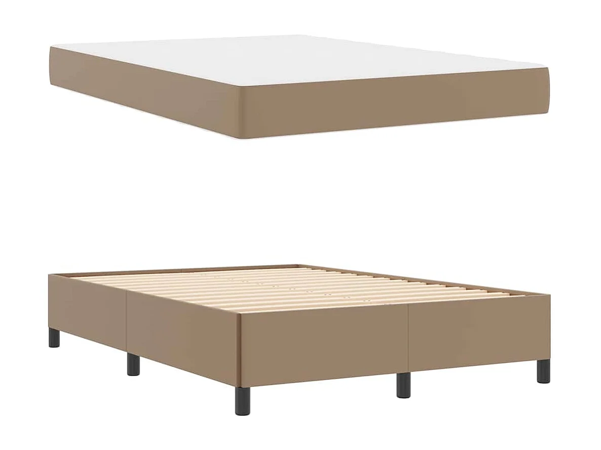 Cadre de lit avec matelas Cappuccino 160 x 200 cm Faux cuir