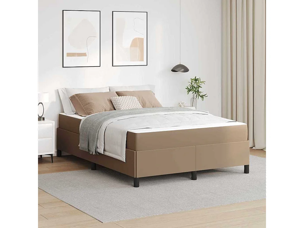 Cadre de lit avec matelas Cappuccino 160 x 200 cm Faux cuir