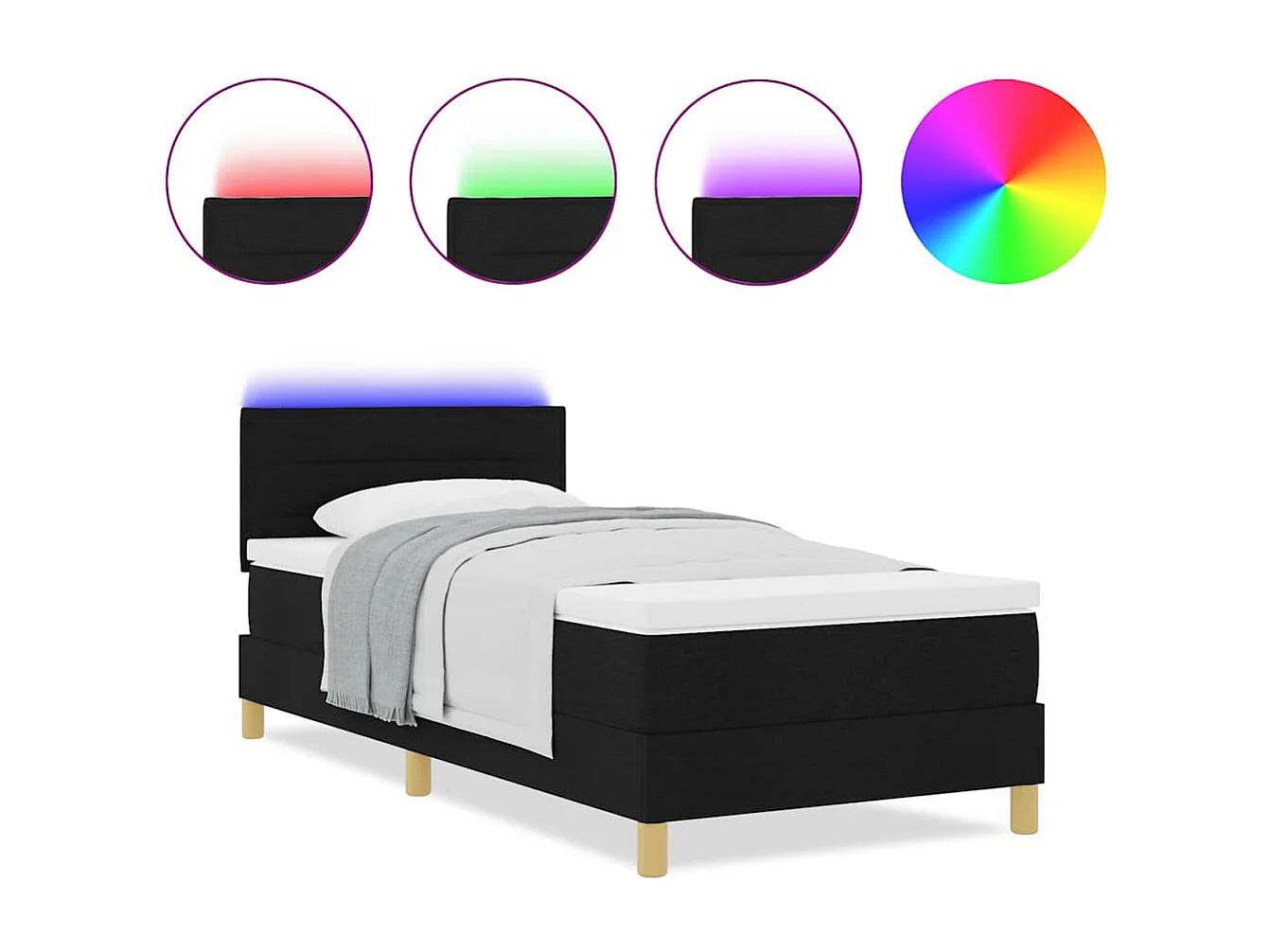 Cadre de lit avec matelas Noir 100 x 200 cm tissu