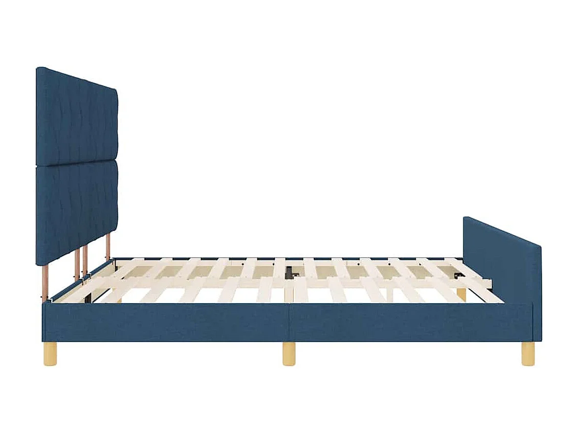 Estructura de cama con cabecera Azul 200 x 200 cm tela