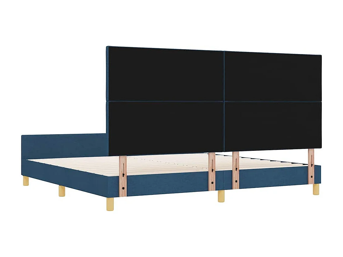Estructura de cama con cabecera Azul 200 x 200 cm tela