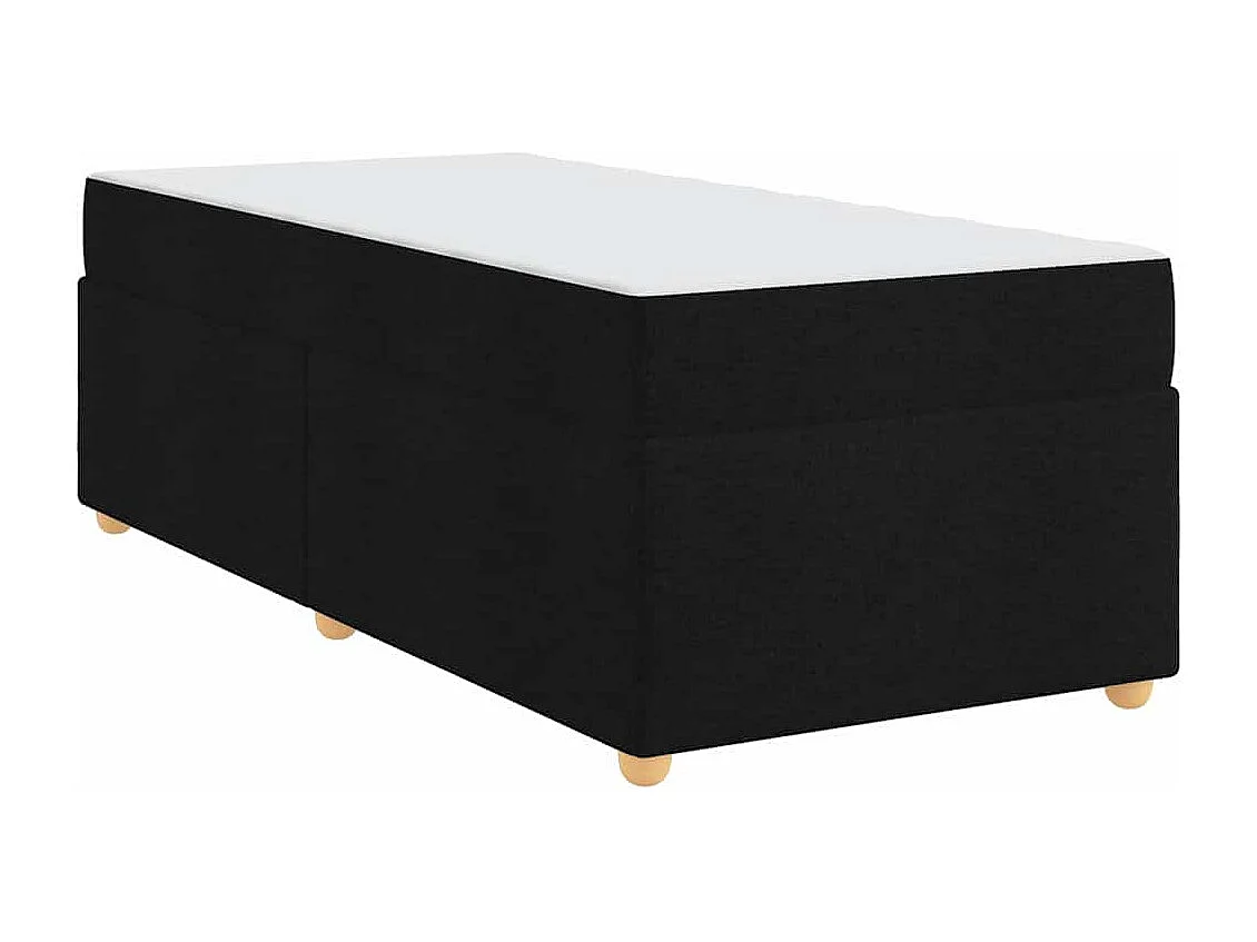 Cadre de lit avec matelas Noir 90 x 190 cm tissu
