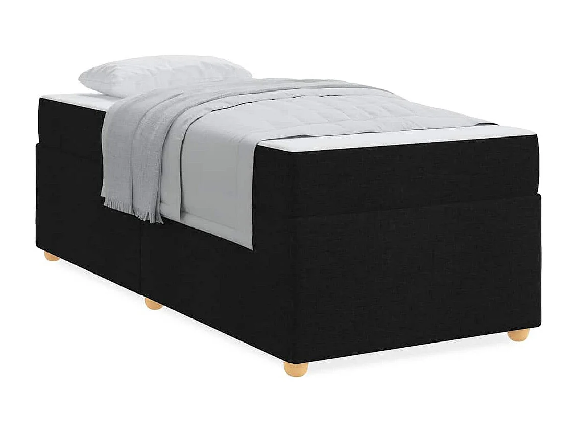 Cadre de lit avec matelas Noir 90 x 190 cm tissu