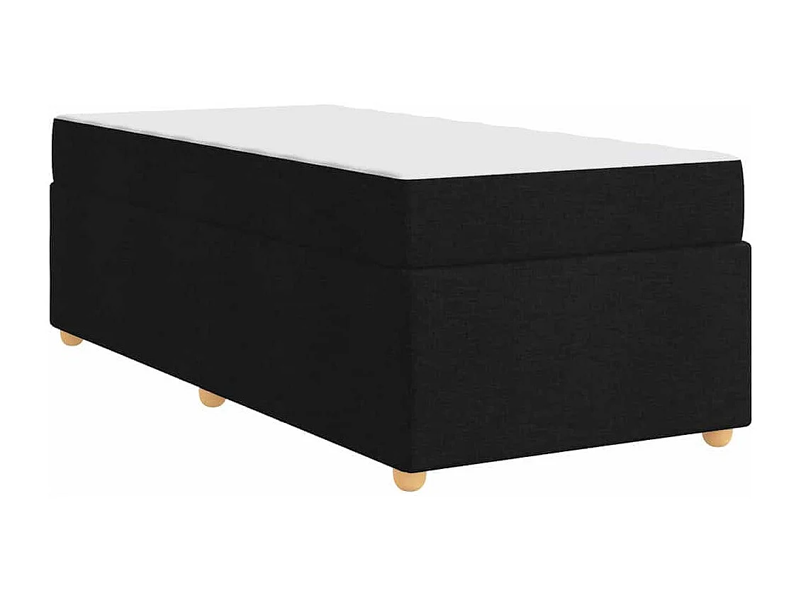 Cadre de lit avec matelas Noir 90 x 190 cm tissu