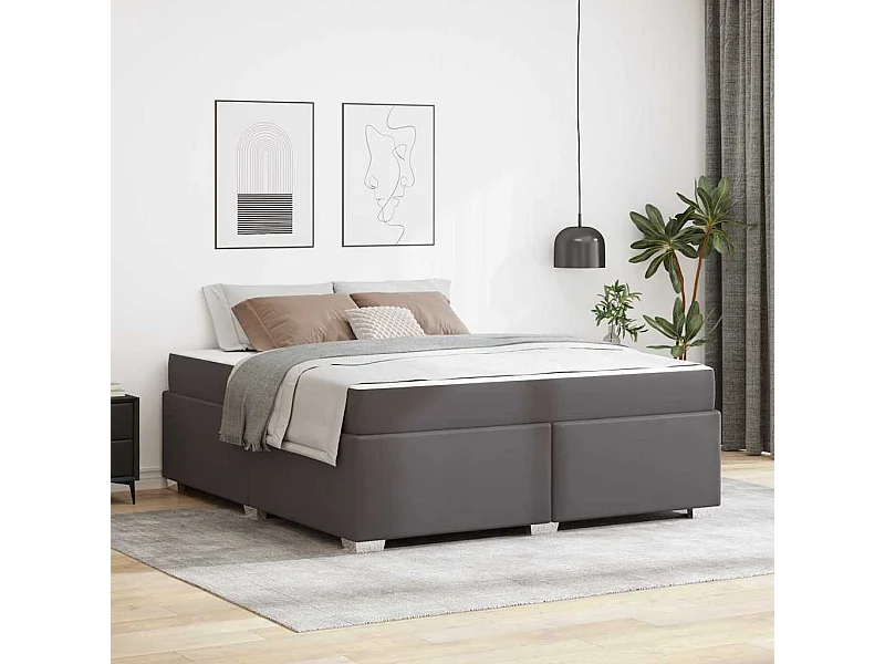Estructura de cama Gris 180 x 200 cm Cuero sintético