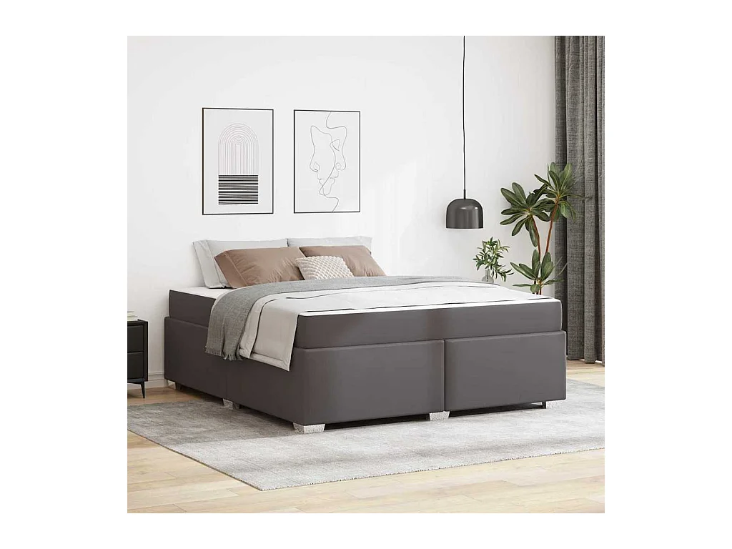 Cadre de lit Gris 180 x 200 cm Faux cuir