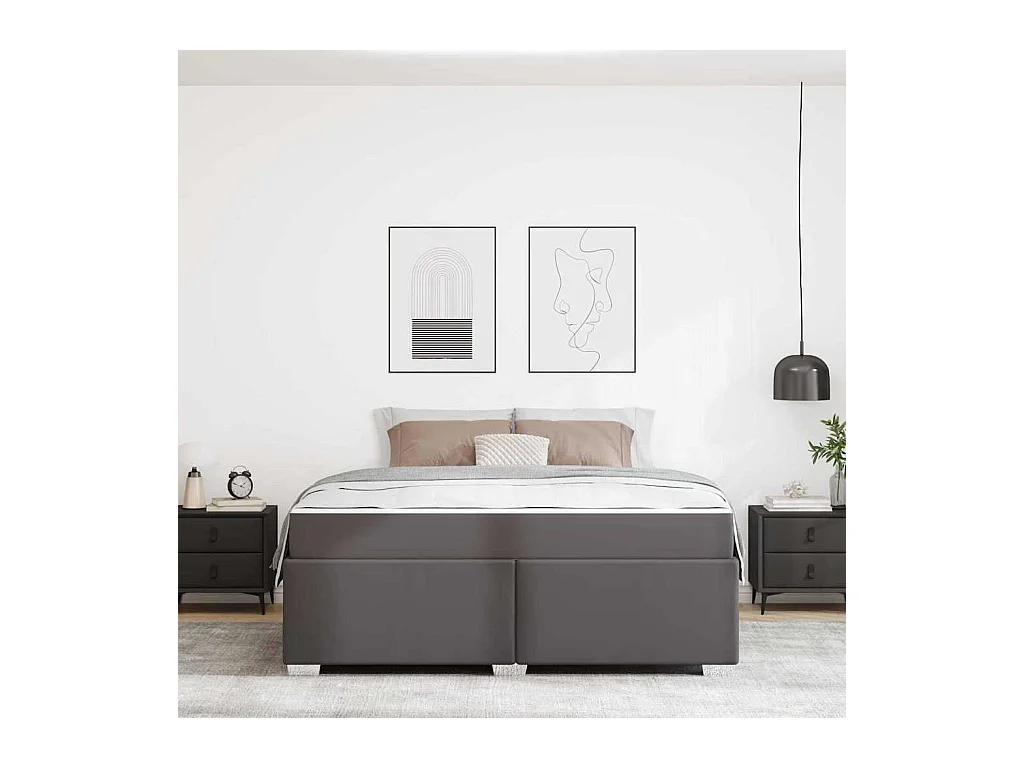 Cadre de lit Gris 180 x 200 cm Faux cuir