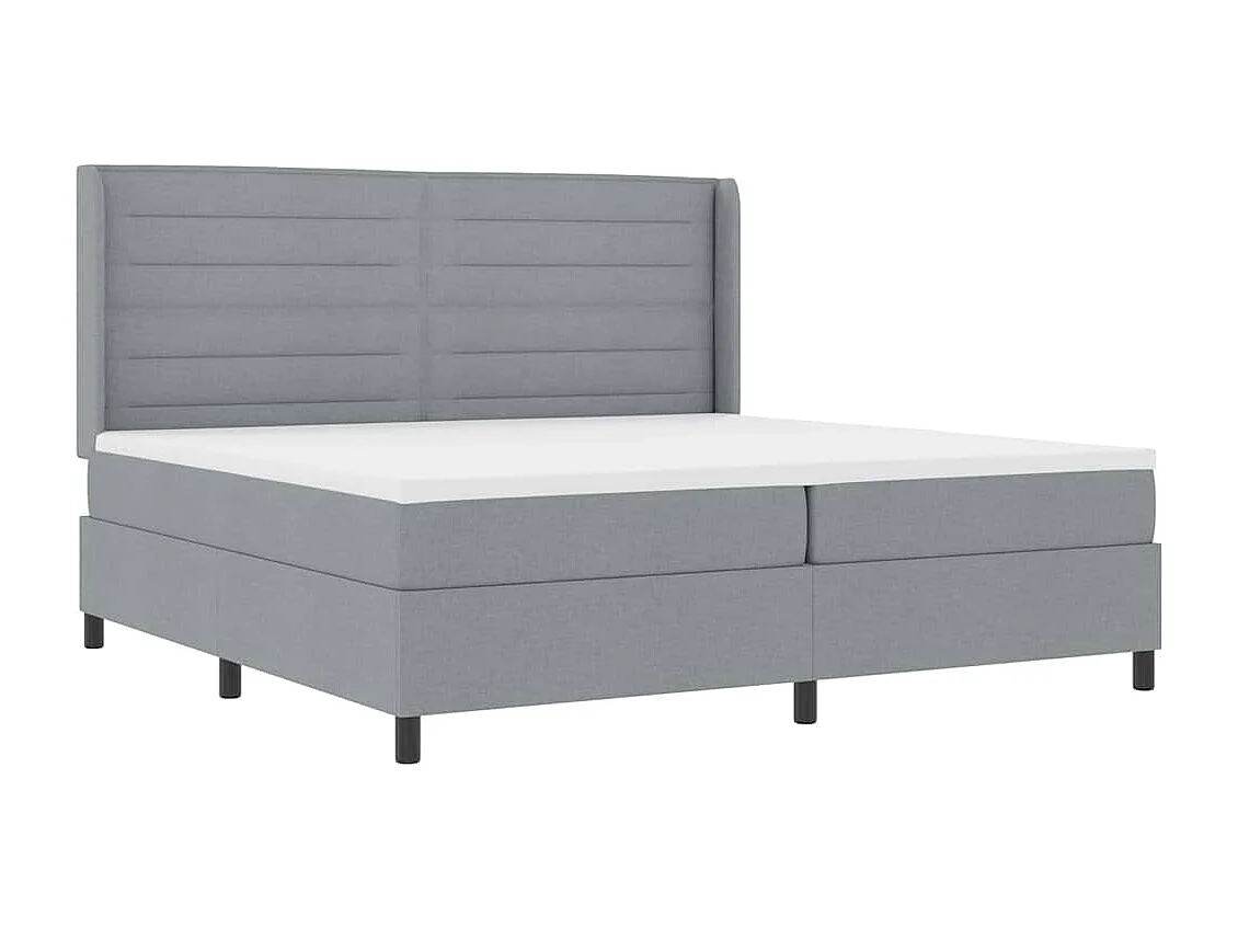 Cama tipo Box Spring con colchón Gris claro 200 x 200 cm tela