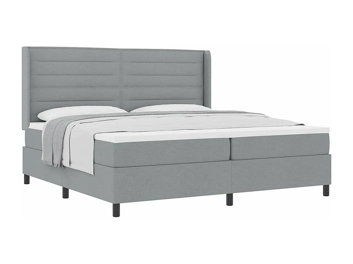 Cama tipo Box Spring con colchón Gris claro 200 x 200 cm tela