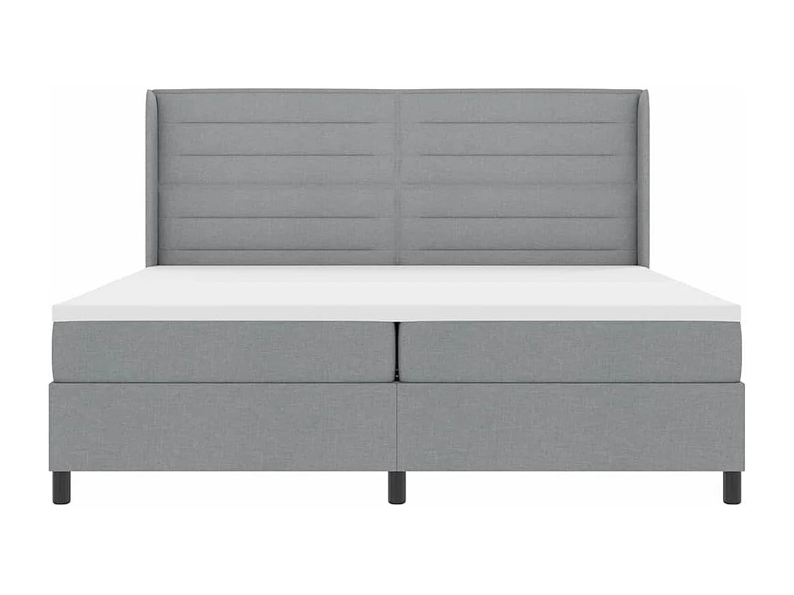 Cama tipo Box Spring con colchón Gris claro 200 x 200 cm tela