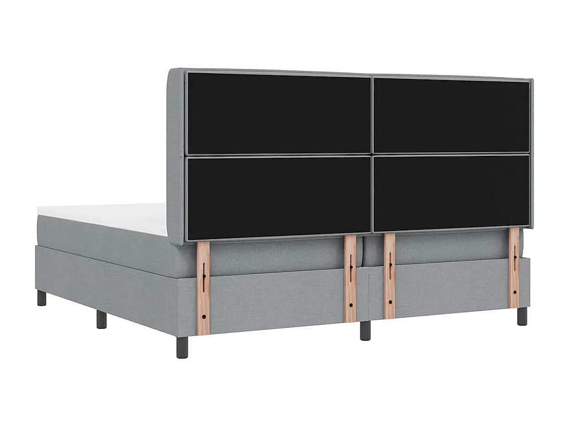 Cama tipo Box Spring con colchón Gris claro 200 x 200 cm tela