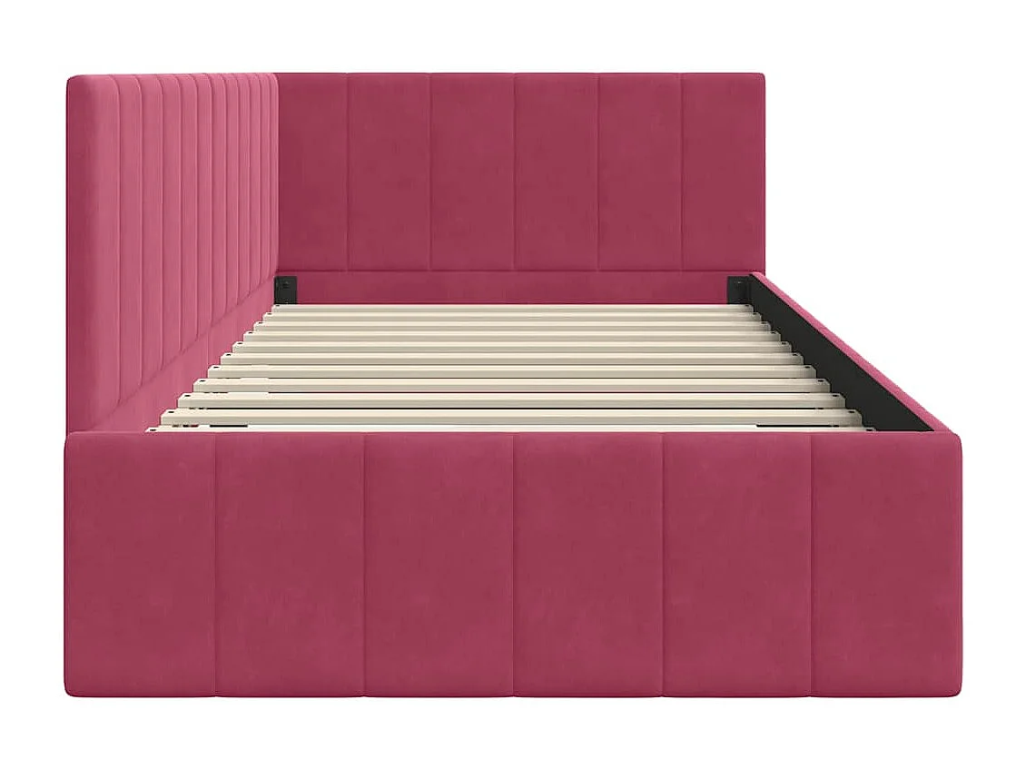 Cadre de lit d'angle Rouge bordeaux 90 x 190 cm Velours