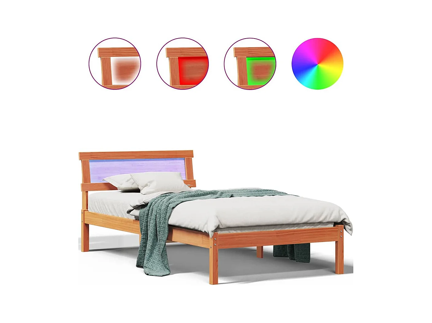 Cadre de lit Marron cire 100 x 200 cm Bois massif en pin