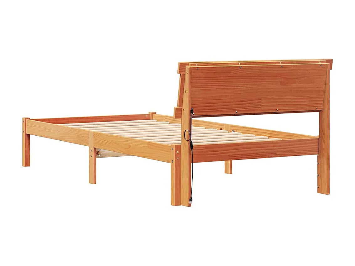 Estructura de cama con cabecera Marrón cera 100 x 200 cm