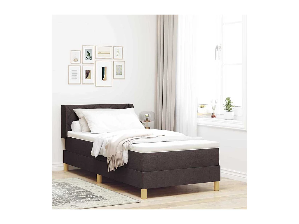 Boxspringbed met matras Donkerbruin 90 x 190 cm Stof