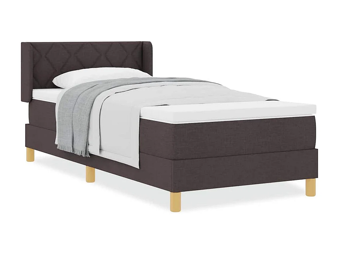 Cama con Somier con colchón Marrón oscuro 90 x 190 cm tela