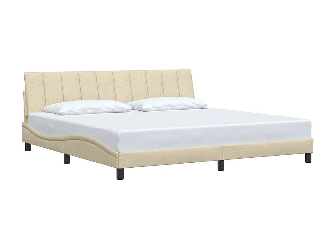 Cadre de lit sans matelas crème 200x200 cm tissu