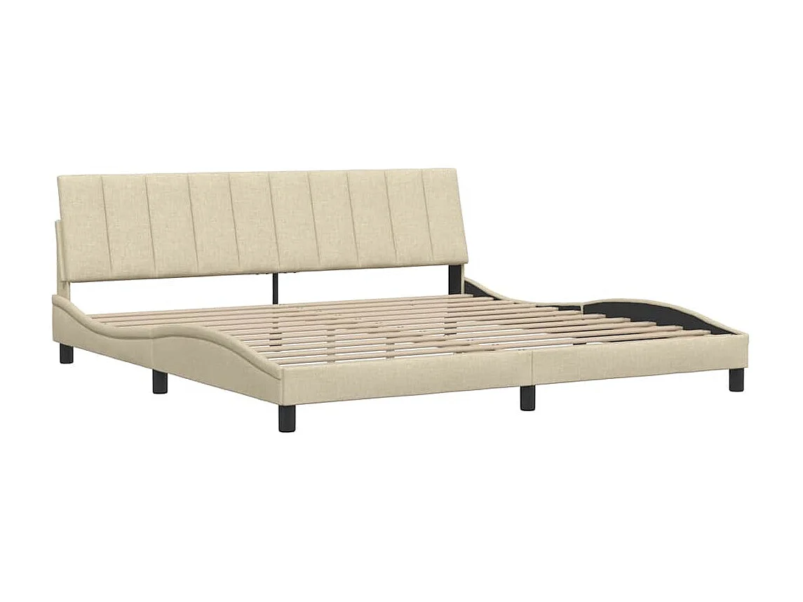 Cadre de lit sans matelas crème 200x200 cm tissu