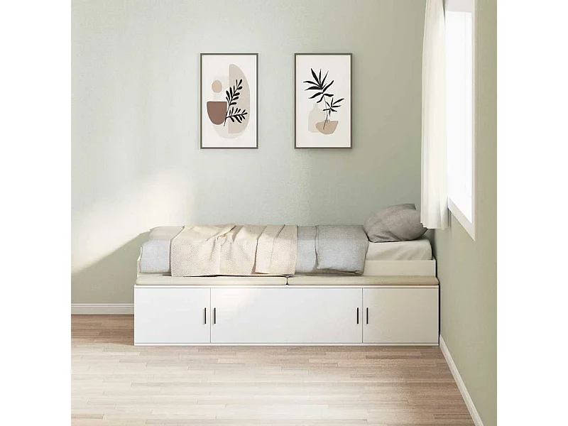 Opbergbedframe met opslag Wit 100 x 200 cm Bewerkt hout