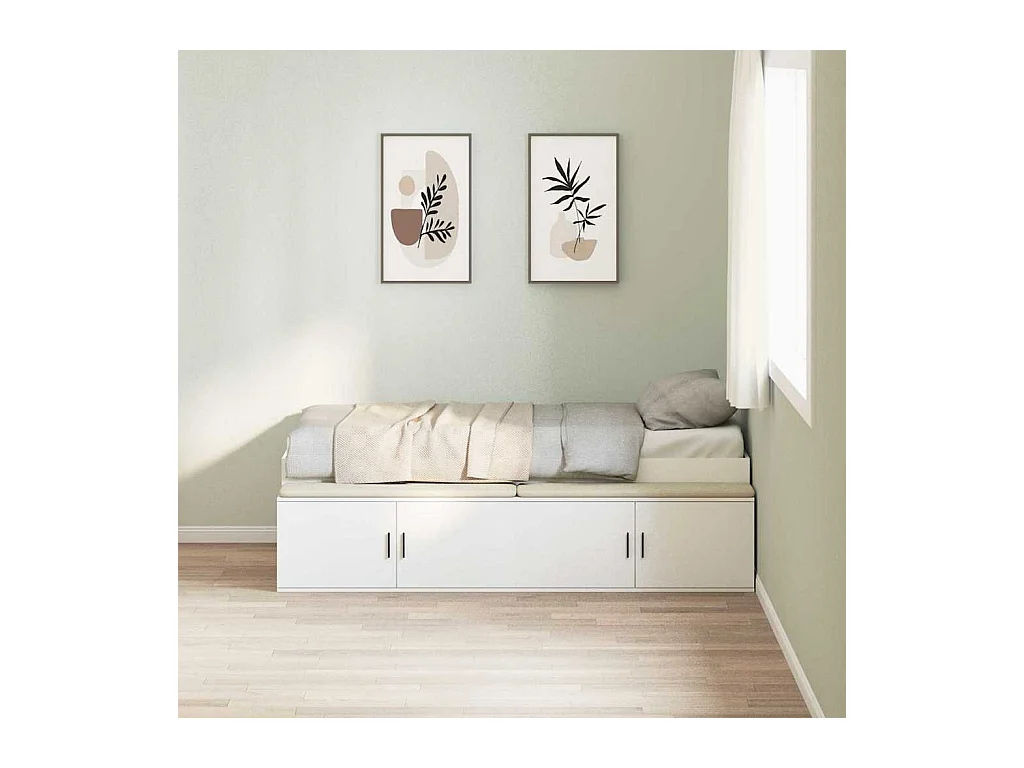 Cadre de lit avec rangement avec stockage Blanc 100 x 200 cm