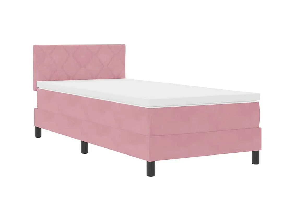 Cama tipo Box Spring con cabecera Rosa 90 x 190 cm Terciopelo