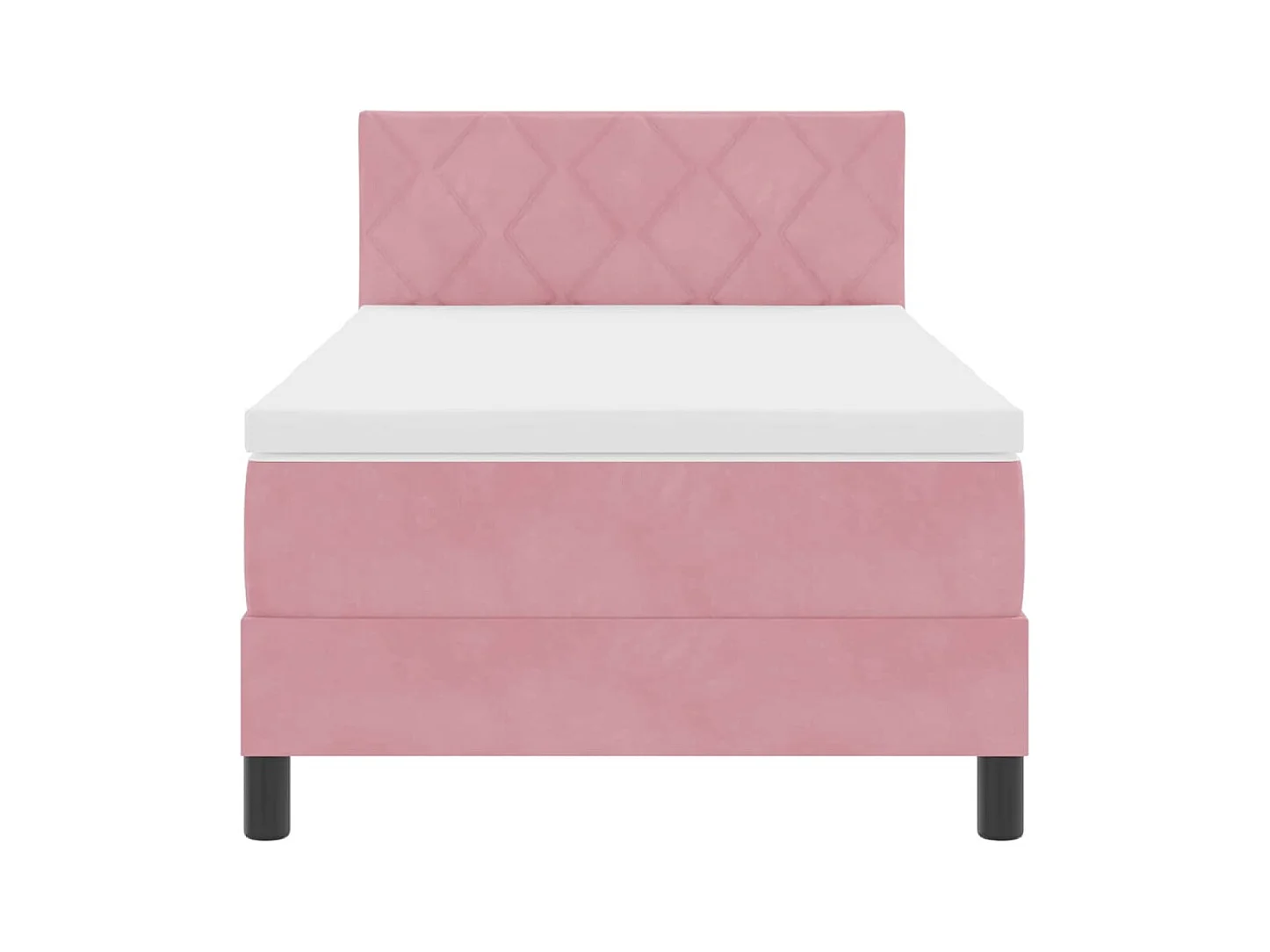 Cama tipo Box Spring con cabecera Rosa 90 x 190 cm Terciopelo