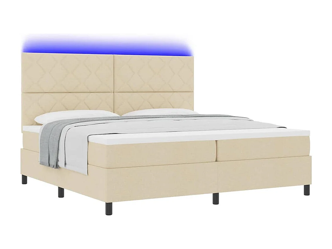 Cadre de lit avec matelas Crème 200 x 200 cm tissu