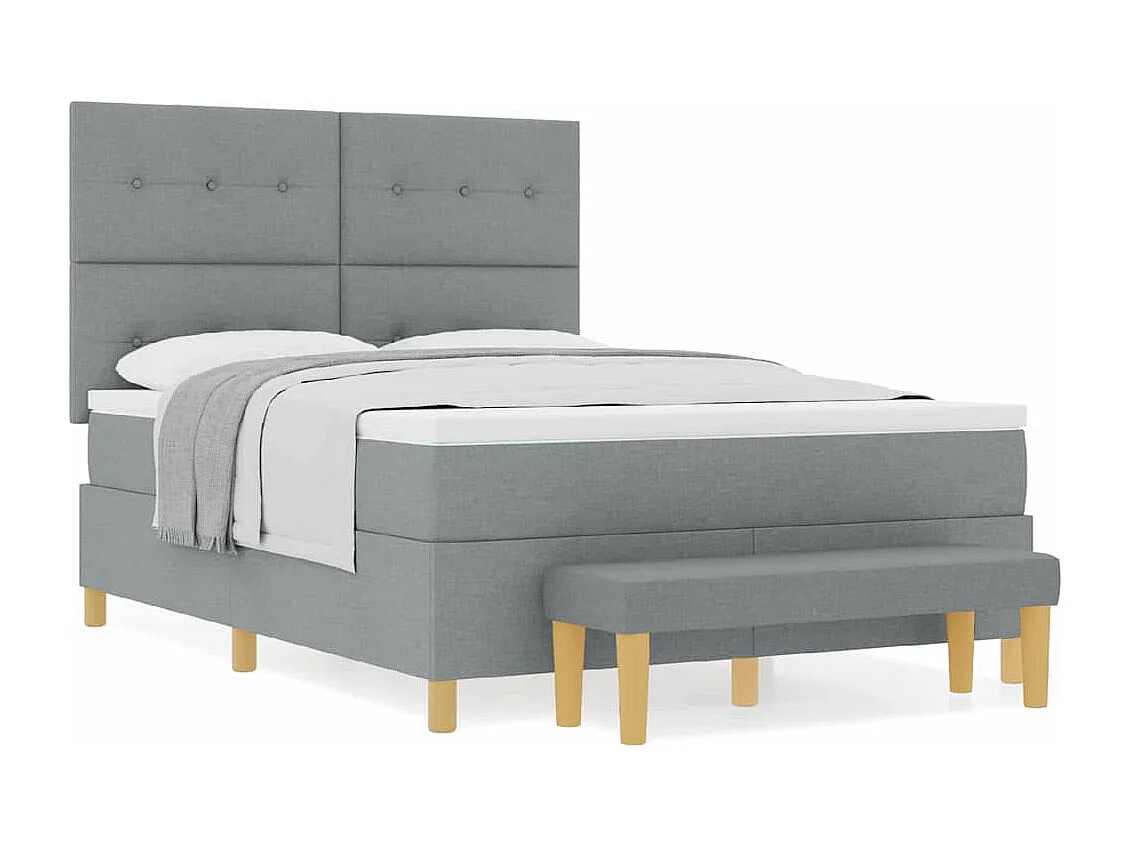 Cadre de lit avec matelas Gris clair 140 x 200 cm tissu
