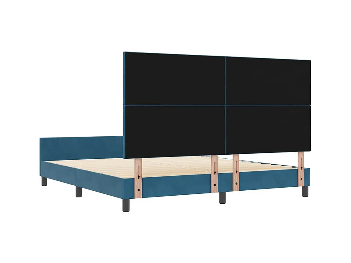 Cadre de lit avec tête de lit Bleu foncé 180 x 200 cm Velours